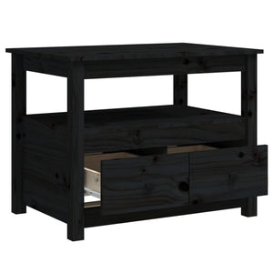 Tavolino da Salotto Nero 71x49x55 cm in Legno Massello di Pino cod mxl 26884