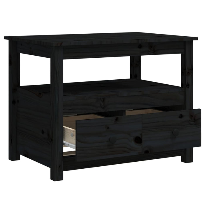 Tavolino da Salotto Nero 71x49x55 cm in Legno Massello di Pino cod mxl 26884