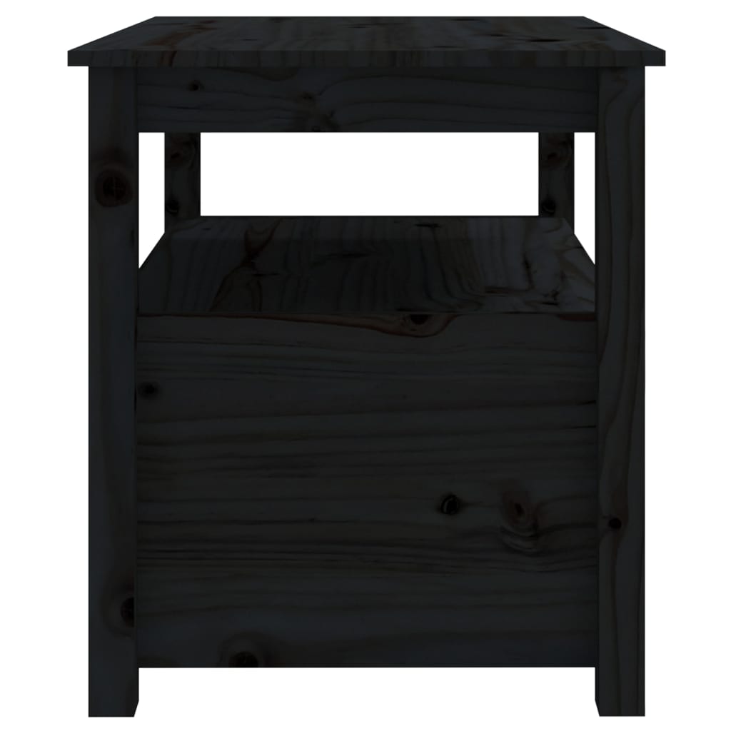 Tavolino da Salotto Nero 71x49x55cm in Legno Massello di Pino 820940
