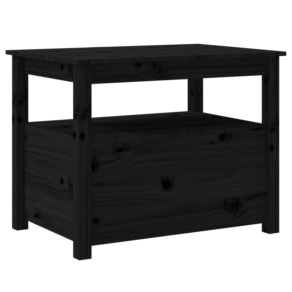 Tavolino da Salotto Nero 71x49x55cm in Legno Massello di Pino 820940
