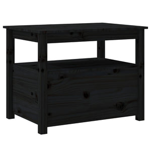 Tavolino da Salotto Nero 71x49x55cm in Legno Massello di Pino 820940