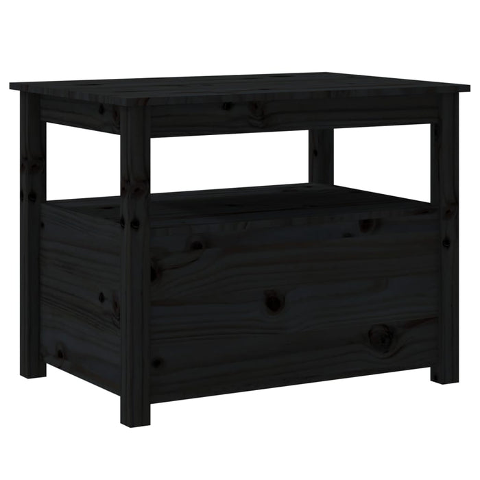 Tavolino da Salotto Nero 71x49x55cm in Legno Massello di Pino 820940