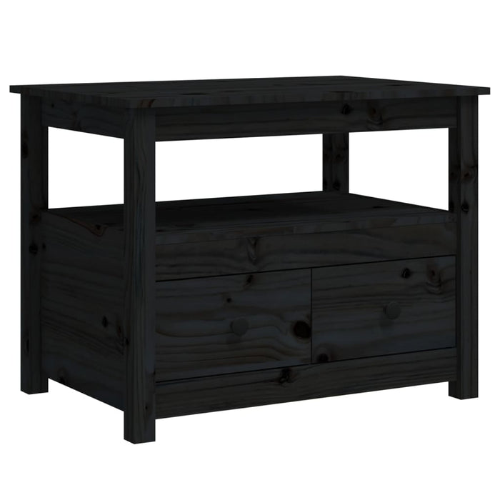 Tavolino da Salotto Nero 71x49x55 cm in Legno Massello di Pino cod mxl 26884