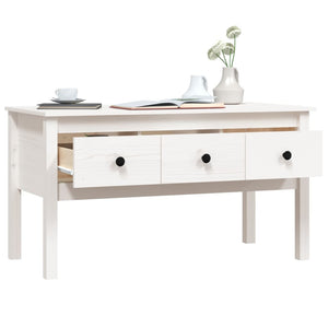 Tavolino da Salotto Bianco 102x49x55 cm Legno Massello di Pino cod mxl 26479
