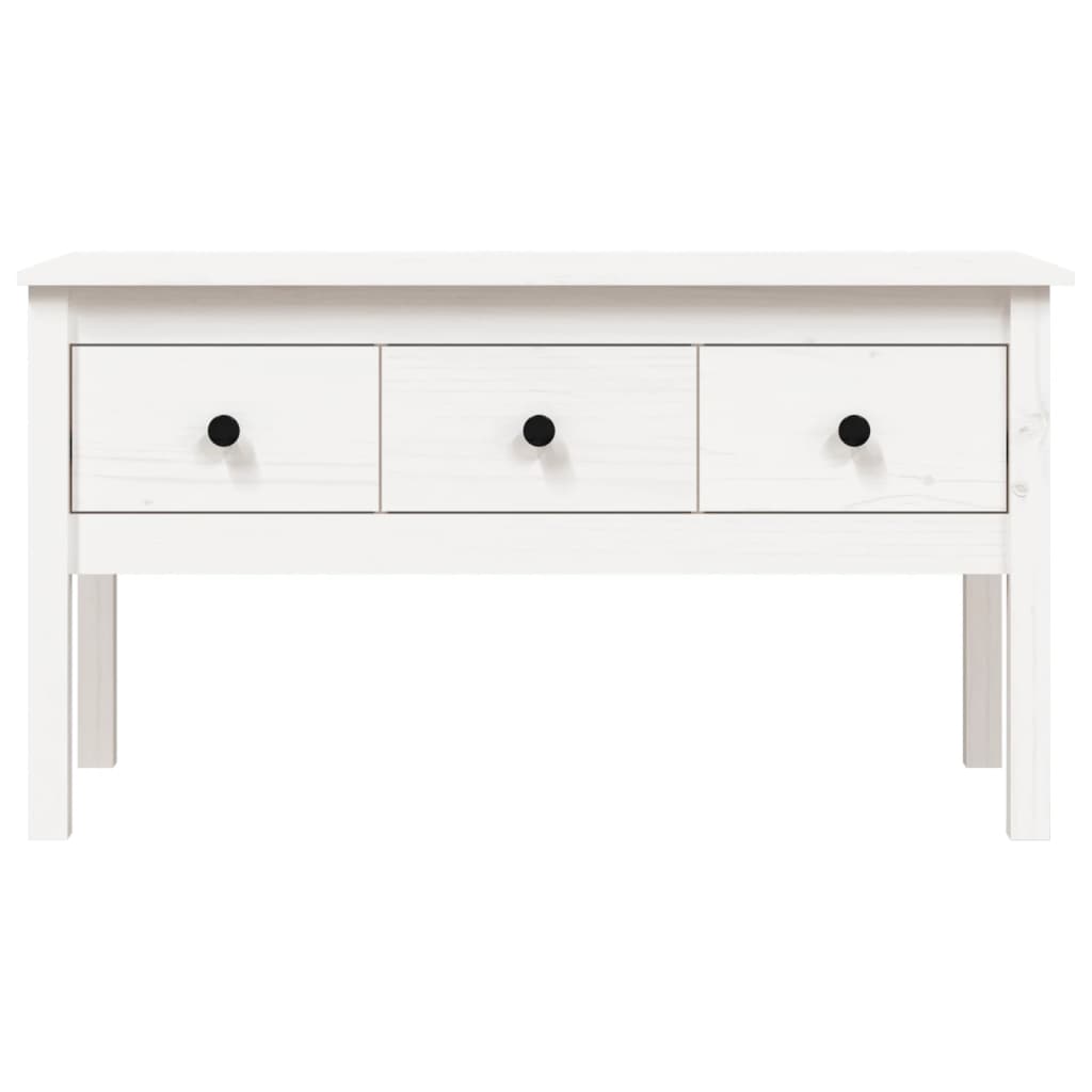 Tavolino da Salotto Bianco 102x49x55 cm Legno Massello di Pino cod mxl 26479
