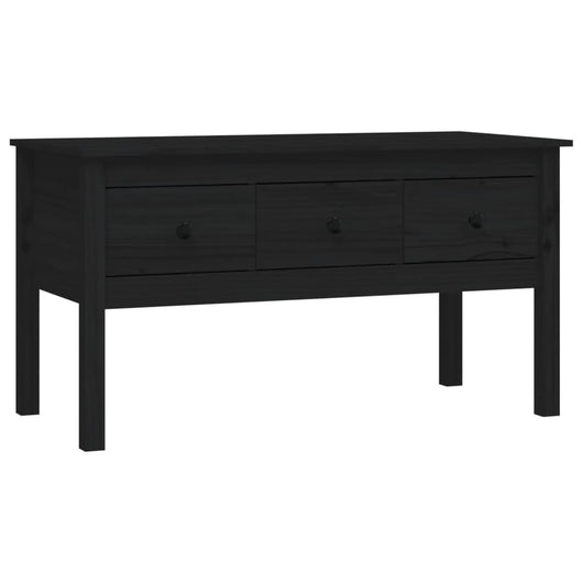 Tavolino da Salotto Nero 102x49x55 cm in Legno Massello di Pino 820945