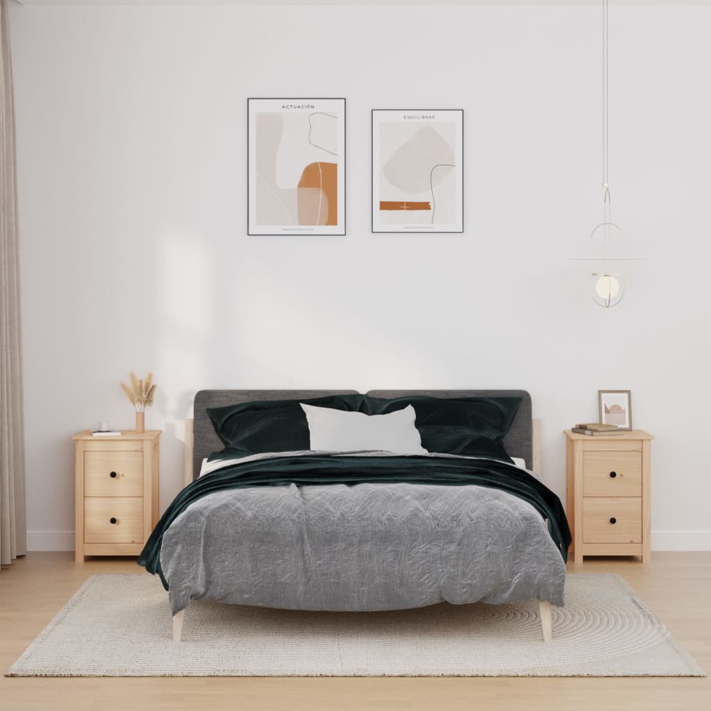 Comodini 2 pz 40x35x61,5 cm in Legno Massello di Pino 820947