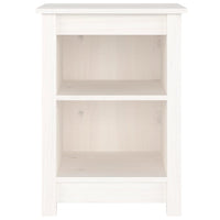 Comodino Bianco 40x35x55 cm in Legno Massello di Pino 820958