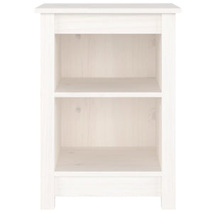 Comodino Bianco 40x35x55 cm in Legno Massello di Pino 820958