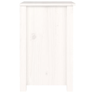 Comodino Bianco 40x35x55 cm in Legno Massello di Pino 820958