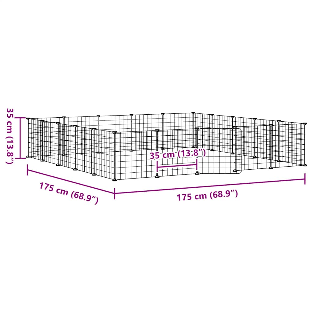 Gabbia per Animali 20 Pannelli con Porta Nera 35x35 cm Acciaio 3114019