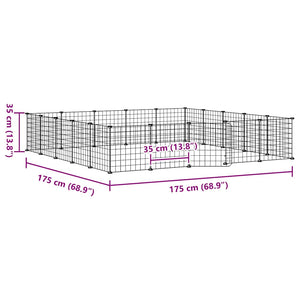 Gabbia per Animali 20 Pannelli con Porta Nera 35x35 cm Acciaio 3114019