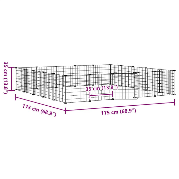 Gabbia per Animali 20 Pannelli con Porta Nera 35x35 cm Acciaio 3114019