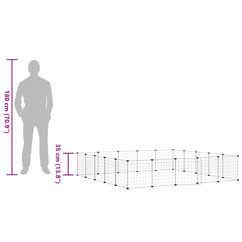 Gabbia per Animali 20 Pannelli con Porta Nera 35x35 cm Acciaio 3114019