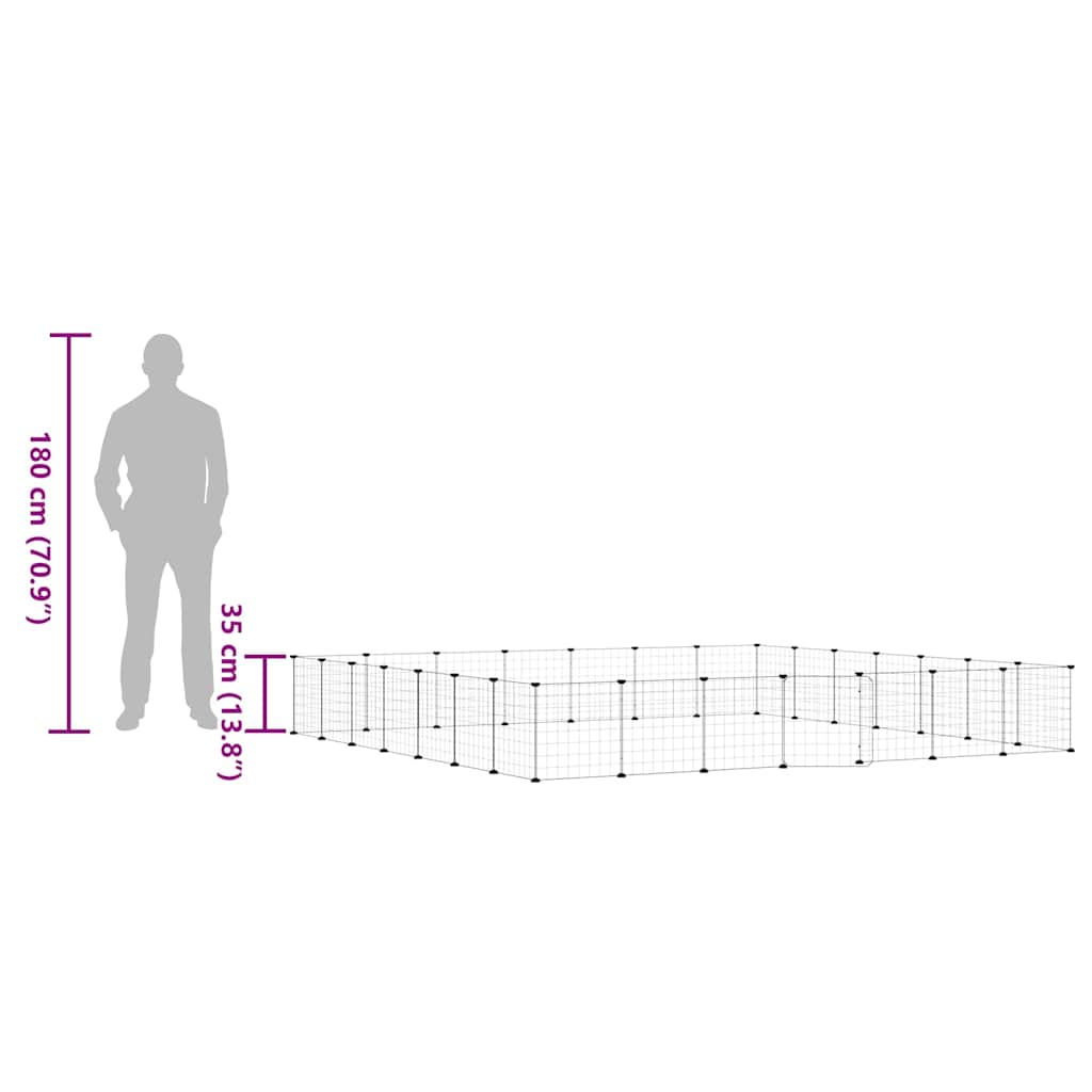 Gabbia per Animali 28 Pannelli con Porta Nero 35x35 cm Acciaio 3114020