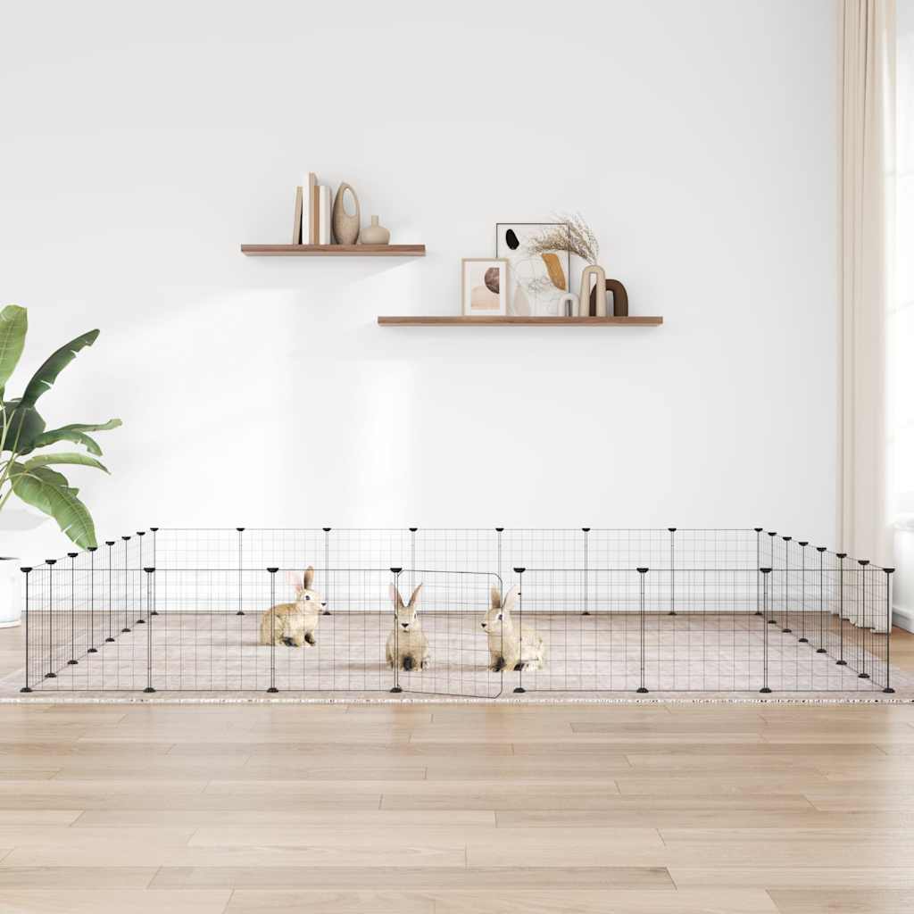 Gabbia per Animali 28 Pannelli con Porta Nero 35x35 cm Acciaio 3114020