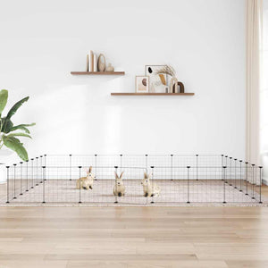 Gabbia per Animali 28 Pannelli con Porta Nero 35x35 cm Acciaio 3114020