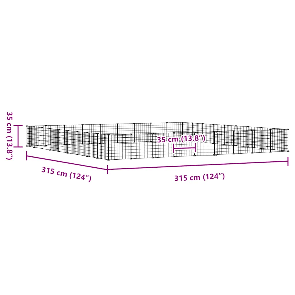 Gabbia per Animali 36 Pannelli con Porta Nera 35x35 cm Acciaio 3114021