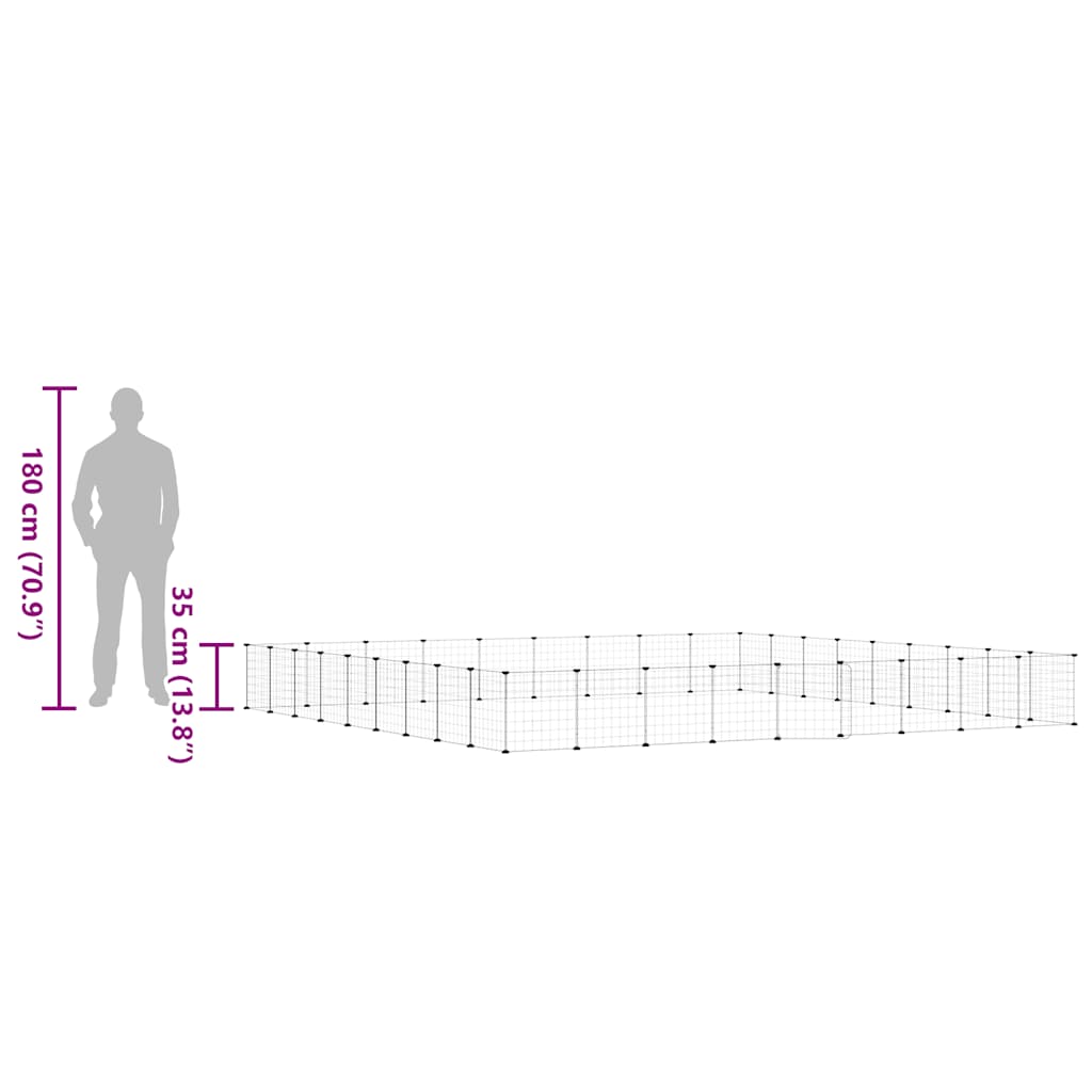 Gabbia per Animali 36 Pannelli con Porta Nera 35x35 cm Acciaio 3114021