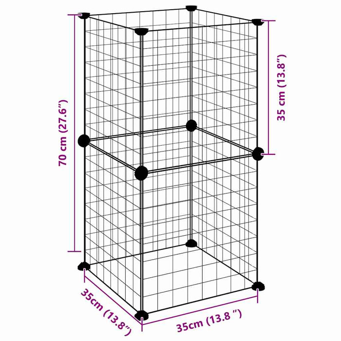 Gabbia per Animali Domestici 8 Pannelli Nero 35x35 cm Acciaio 3114031