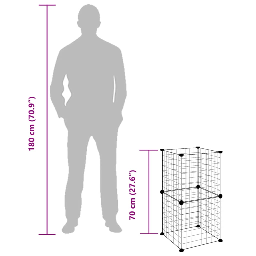 Gabbia per Animali Domestici 8 Pannelli Nero 35x35 cm Acciaio 3114031