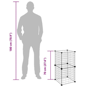 Gabbia per Animali Domestici 8 Pannelli Nero 35x35 cm Acciaio 3114031
