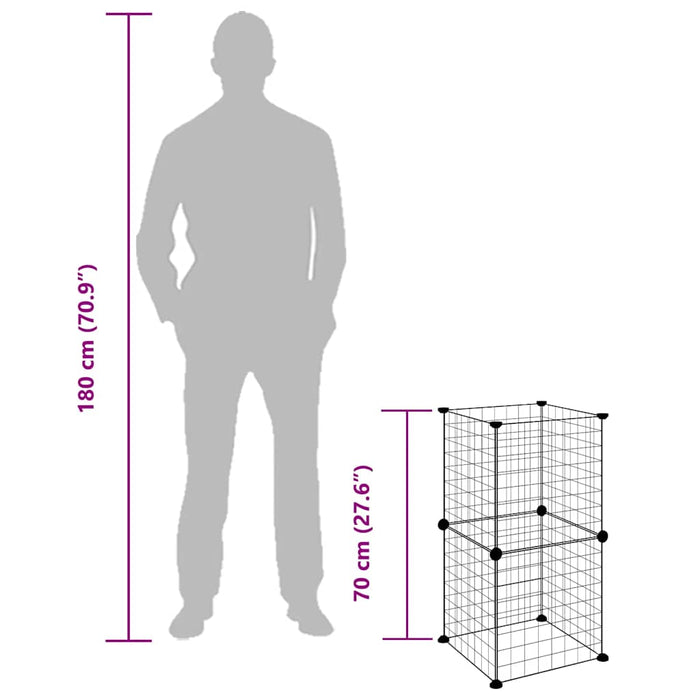 Gabbia per Animali Domestici 8 Pannelli Nero 35x35 cm Acciaio 3114031