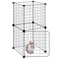 Gabbia per Animali 8 Pannelli con Porta Nero 35x35 cm Acciaio 3114032