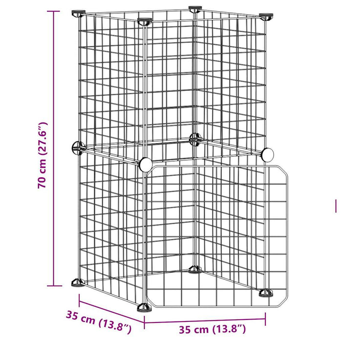 Gabbia per animali con 8 pannelli e porta 35 x 35 cm nera 02_0041603
