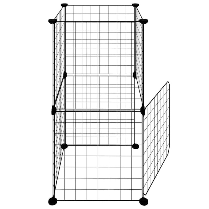 Gabbia per Animali 8 Pannelli con Porta Nero 35x35 cm Acciaio 3114032