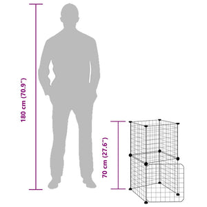 Gabbia per Animali 8 Pannelli con Porta Nero 35x35 cm Acciaio 3114032