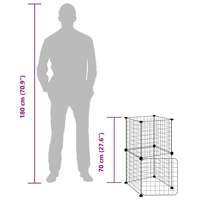 Gabbia per Animali 8 Pannelli con Porta Nero 35x35 cm Acciaio 3114032