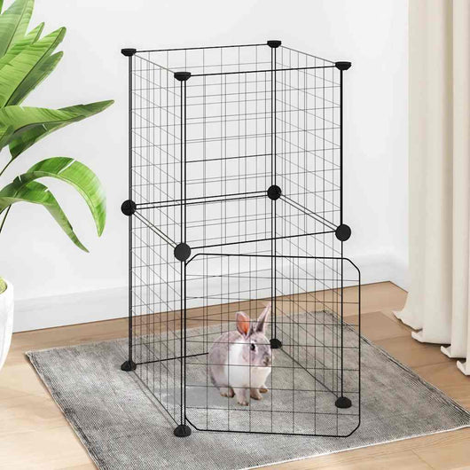 Gabbia per Animali 8 Pannelli con Porta Nero 35x35 cm Acciaio 3114032