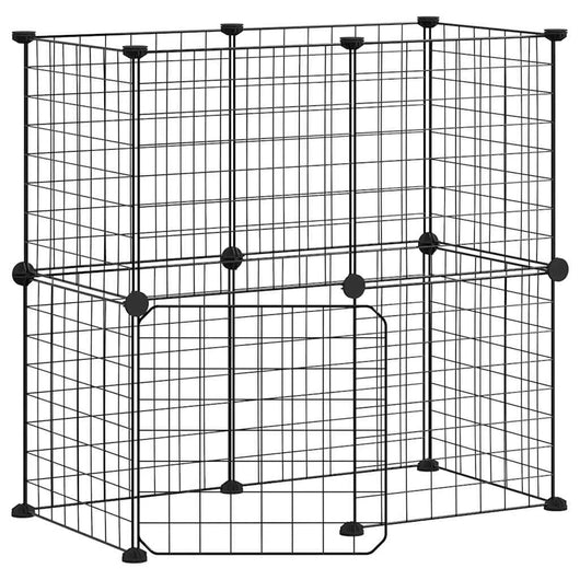 Gabbia per Animali 12 Pannelli con Porta Nero 35x35 cm Acciaio cod mxl 53880