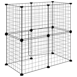 Gabbia per Animali 12 Pannelli con Porta Nero 35x35 cm Acciaio 3114033