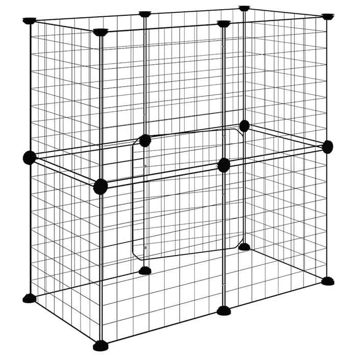 Gabbia per Animali 12 Pannelli con Porta Nero 35x35 cm Acciaio 3114033