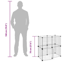 Gabbia per Animali 12 Pannelli con Porta Nero 35x35 cm Acciaio 3114033