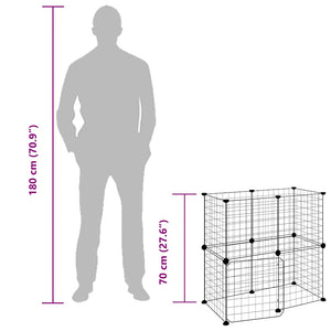 Gabbia per Animali 12 Pannelli con Porta Nero 35x35 cm Acciaio 3114033