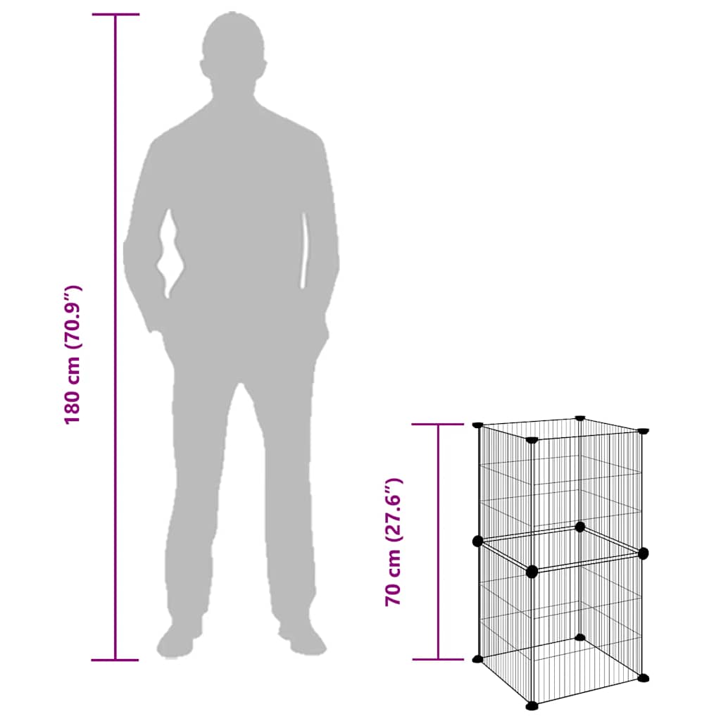 Gabbia per Animali Domestici 8 Pannelli Nero 35x35 cm Acciaio 3114034