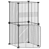 Gabbia per Animali 8 Pannelli con Porta Nero 35x35 cm Acciaio cod mxl 75715