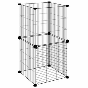 Gabbia per Animali 8 Pannelli con Porta Nero 35x35 cm Acciaio 3114035