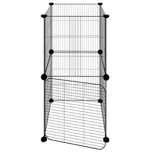 Gabbia per Animali 8 Pannelli con Porta Nero 35x35 cm Acciaio 3114035