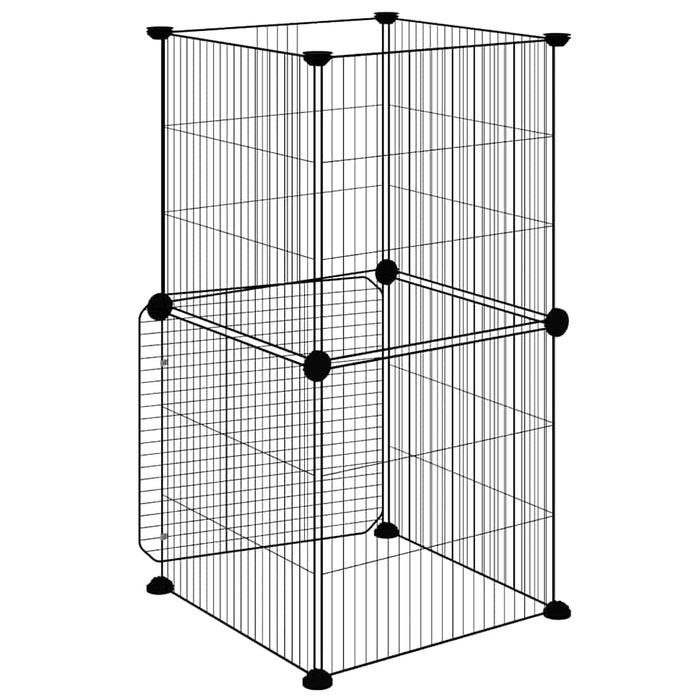 Gabbia per Animali 8 Pannelli con Porta Nero 35x35 cm Acciaio 3114035