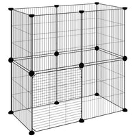 Gabbia per Animali 12 Pannelli con Porta Nero 35x35 cm Acciaio 3114036