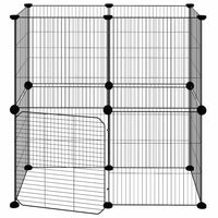 Gabbia per Animali 12 Pannelli con Porta Nero 35x35 cm Acciaio 3114036