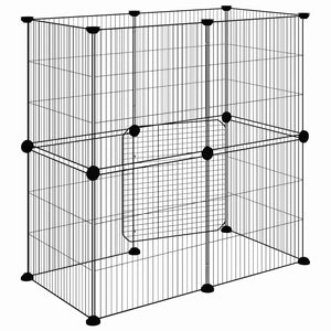 Gabbia per Animali 12 Pannelli con Porta Nero 35x35 cm Acciaio 3114036