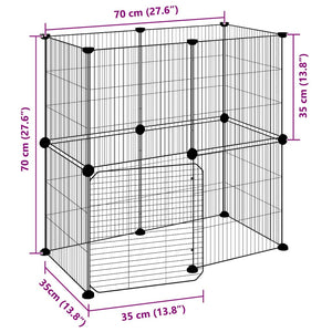Gabbia per Animali 12 Pannelli con Porta Nero 35x35 cm Acciaio 3114036