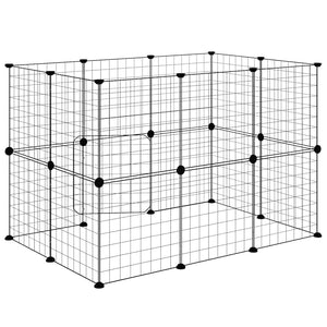 Gabbia per Animali 20 Pannelli con Porta Nera 35x35 cm Acciaio 3114037