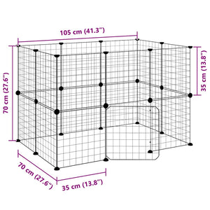Gabbia per Animali 20 Pannelli con Porta Nera 35x35 cm Acciaio 3114037