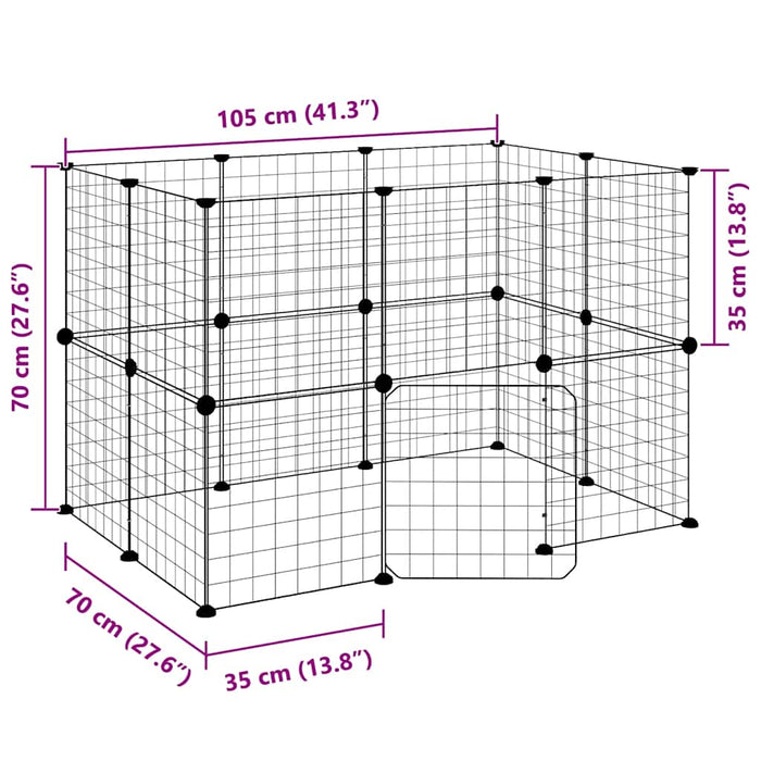 Gabbia per Animali 20 Pannelli con Porta Nera 35x35 cm Acciaio 3114037